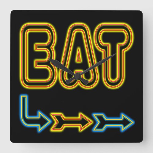 Eat Retro Neon Art Kitchen Wall Clock