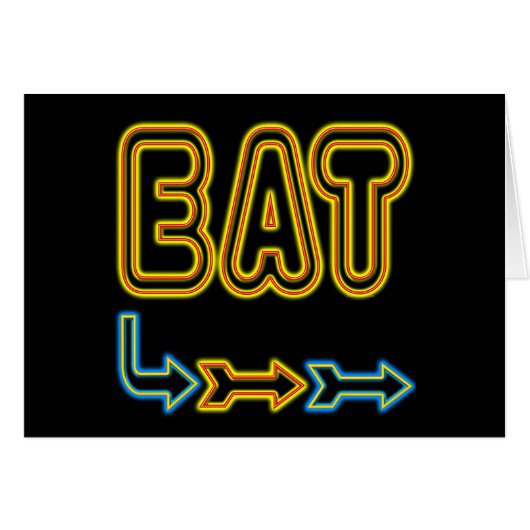 Eat Retro Neon Sign Art Cards (Front Horizontal)