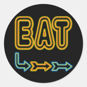 Eat Retro Neon Sign Art Classic Round Sticker