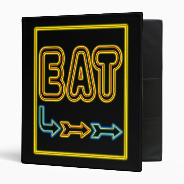 Eat Retro Neon Sign Recipe Binder (Front/Inside)