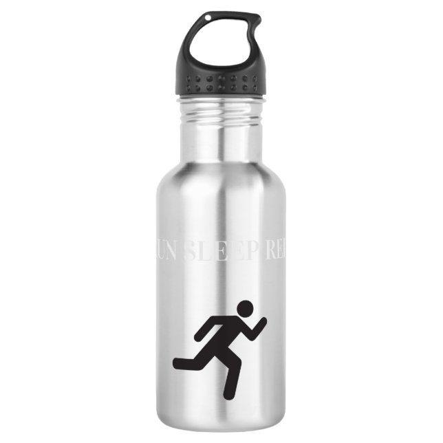 Eat ,Run,Sleep,Repeat Blue Stainless Steel Water Bottle (Front)