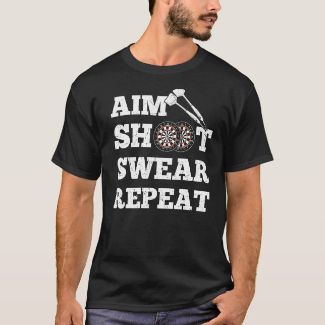 Eat Shoot Swear Repeat Vintage Darts Board Darts C T-Shirt (Front)