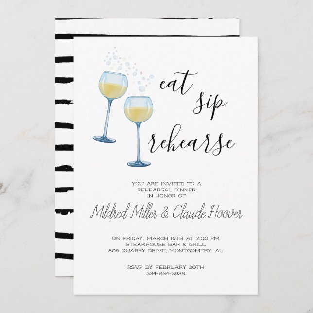 Eat Sip Rehearse - Rehearsal Dinner Invitation (Front/Back)