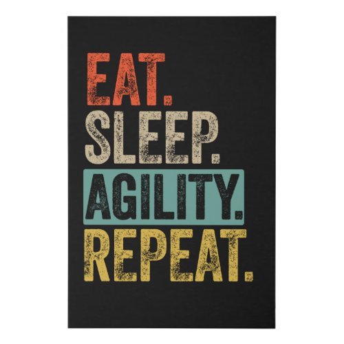 Eat sleep agility repeat retro vintage faux canvas print
