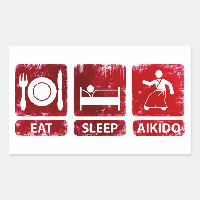 Eat Sleep Aikido Rectangular Sticker (Front)