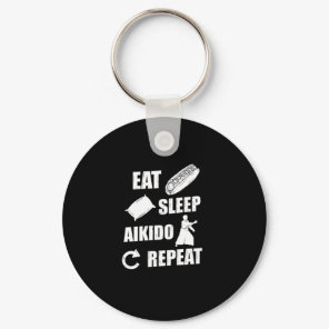 Eat Sleep Aikido Repeat Gift Idea Keychain