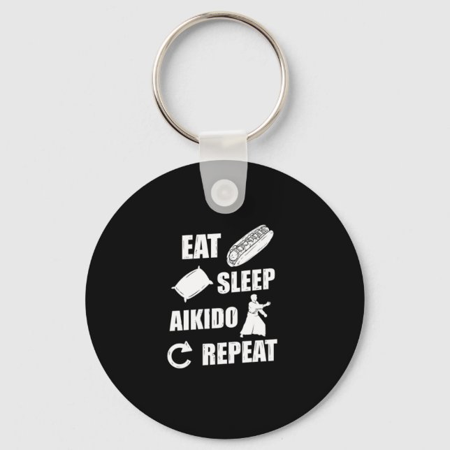 Eat Sleep Aikido Repeat Gift Idea Keychain (Front)