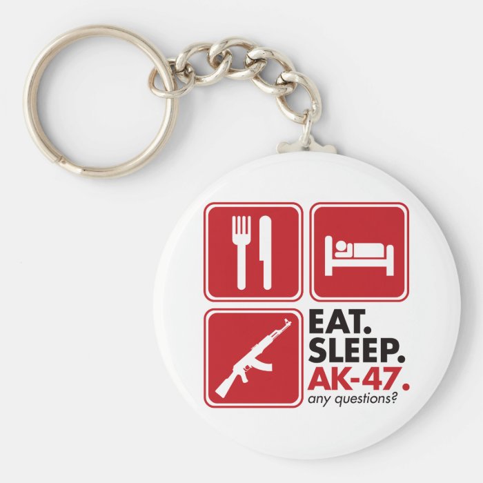 Eat Sleep AK 47   Red Keychain