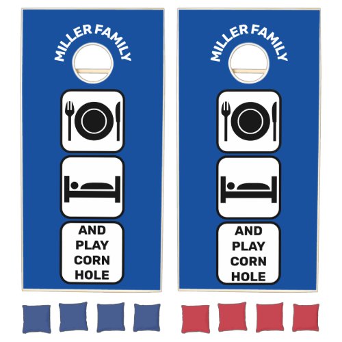 Eat sleep and play cornhole blue cornhole set