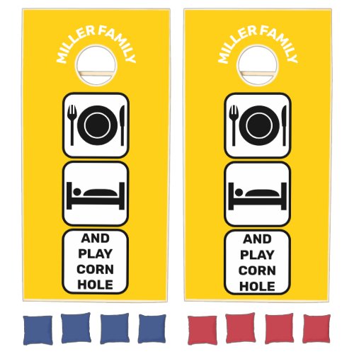 Eat sleep and play cornhole yellow cornhole set