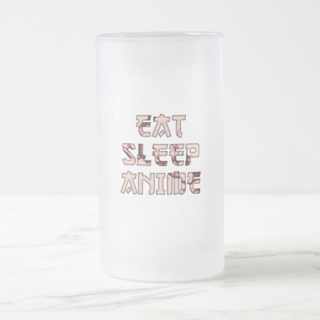 Eat Sleep Anime Frosted Glass Beer Mug (Center)