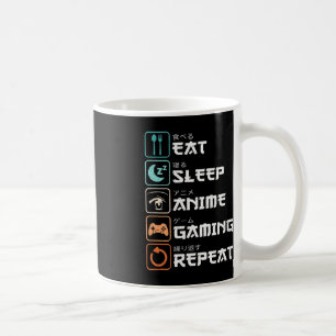 Eat Sleep Anime Gaming Repeat Fun Otaku Gamer Coffee Mug