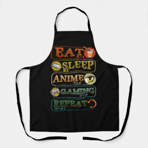 Eat Sleep Anime Gaming Repeat Gamer Japanese Video Apron