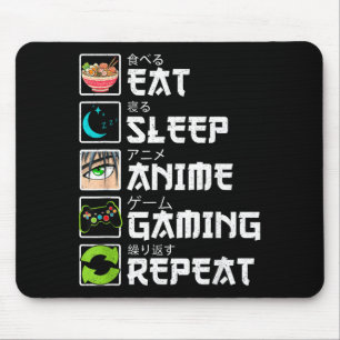 Eat Sleep Anime Gaming Repeat Gamer Men Teen Boy A Mouse Pad