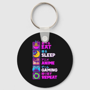 Eat Sleep Anime Gaming Repeat Kawaii Otaku Anime M Keychain