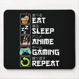 Eat Sleep Anime Gaming Repeat Kawaii Otaku Anime M Mouse Pad
