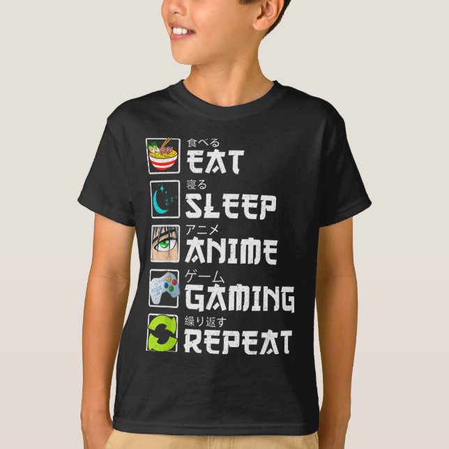 Eat Sleep Anime Gaming Repeat Kawaii Otaku Anime M T-Shirt (Front)