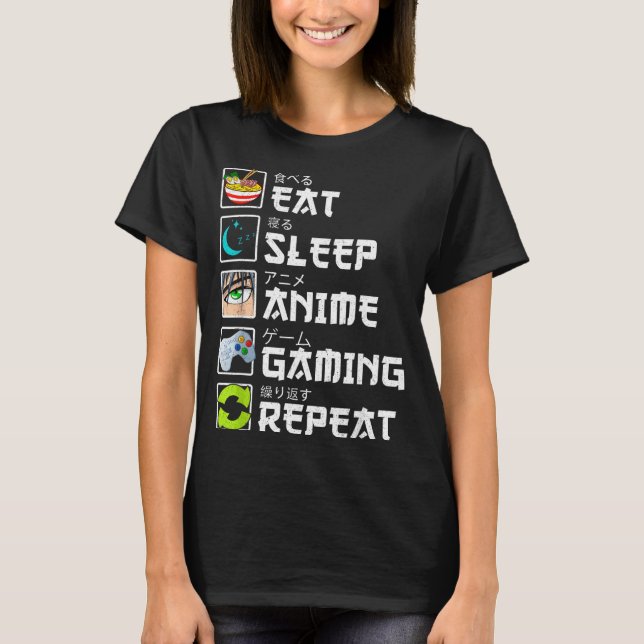 Eat Sleep Anime Gaming Repeat Kawaii Otaku Anime M T-Shirt (Front)