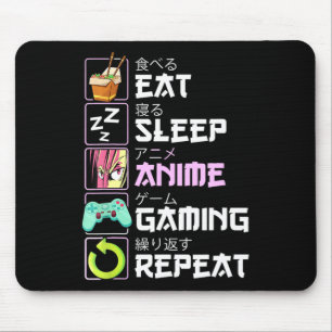 Eat Sleep Anime Gaming Repeat Kawaii Otaku Anime  Mouse Pad