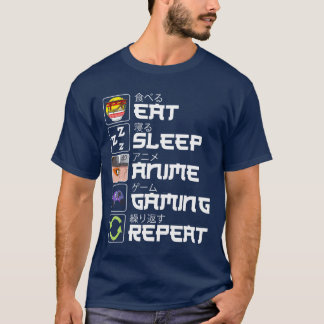 Eat Sleep Anime Gaming Repeat Otaku Anime Manga fa T-Shirt