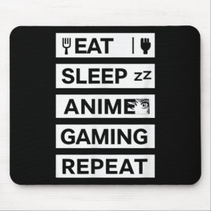 Eat Sleep Anime Gaming Repeat Otaku Gamer Humor  Mouse Pad