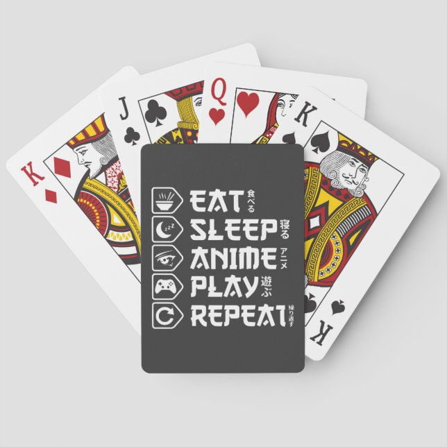 Eat Sleep Anime Play Repeat Otaku Anime Lifestyle Poker Cards (Back)