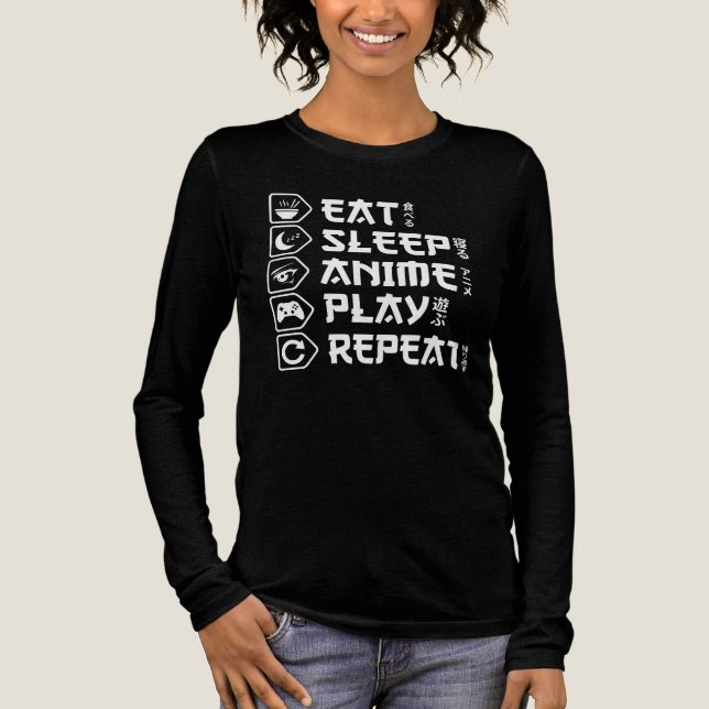 Eat Sleep Anime Play Repeat Otaku Anime Lifestyle Tri-Blend Shirt (Front)