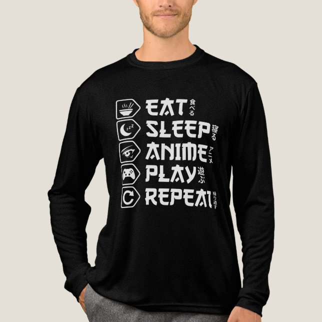 Eat Sleep Anime Play Repeat Otaku Anime Lifestyle Tri-Blend Shirt (Front)