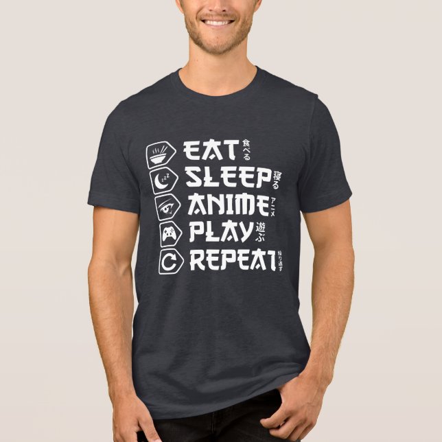 Eat Sleep Anime Play Repeat Otaku Anime Lifestyle Tri-Blend Shirt (Front)