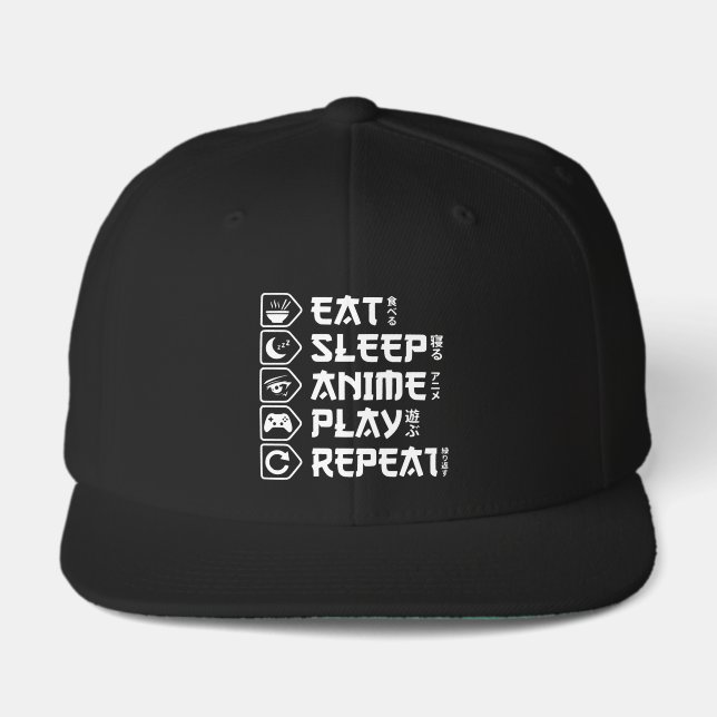 Eat Sleep Anime Play Repeat Otaku Anime Lifestyle Visor (Front)