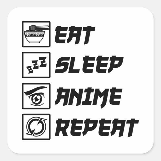 Eat Sleep Anime Repeat Anime Lover Manga Otaku Square Sticker (Front)