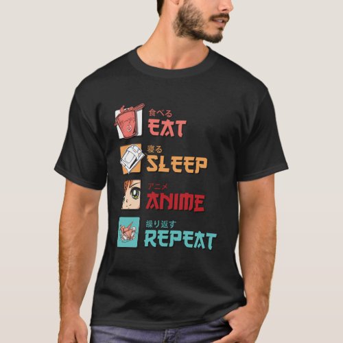 Eat Sleep Anime Repeat Anime Manga Origami Cosplay T_Shirt