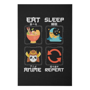 Eat Sleep Anime Repeat Cute for Anime Lover Faux Canvas Print