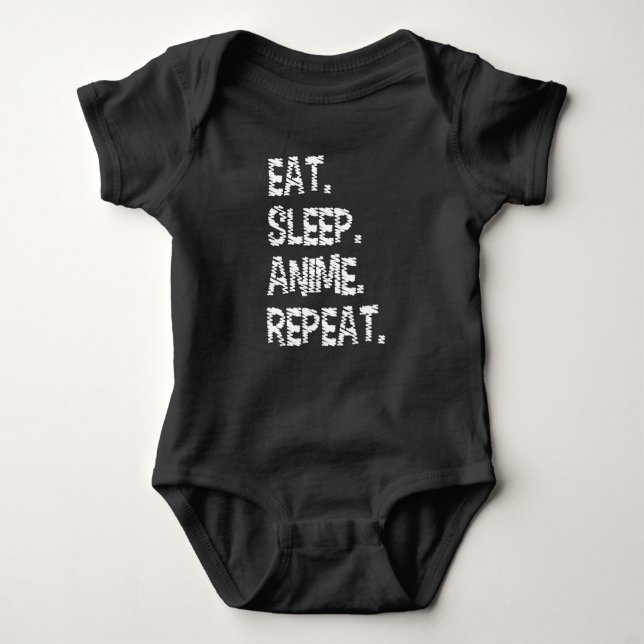 Eat Sleep Anime Repeat| Design for Anime Lover Baby Bodysuit (Front)