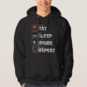 Eat Sleep Anime Repeat Funny Manga Otaku Girls Boy Hoodie