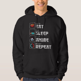 Eat Sleep Anime Repeat Funny Manga Otaku Girls Boy Hoodie