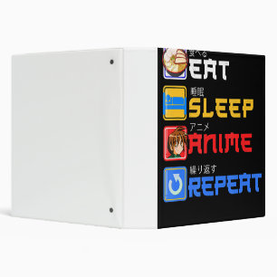 Eat Sleep Anime Repeat Gift Idea Cosplayer 3 Ring Binder