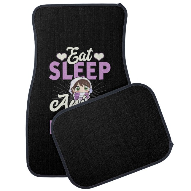 Eat Sleep Anime Repeat Gift Idea Cosplayer Car Floor Mat (Set)
