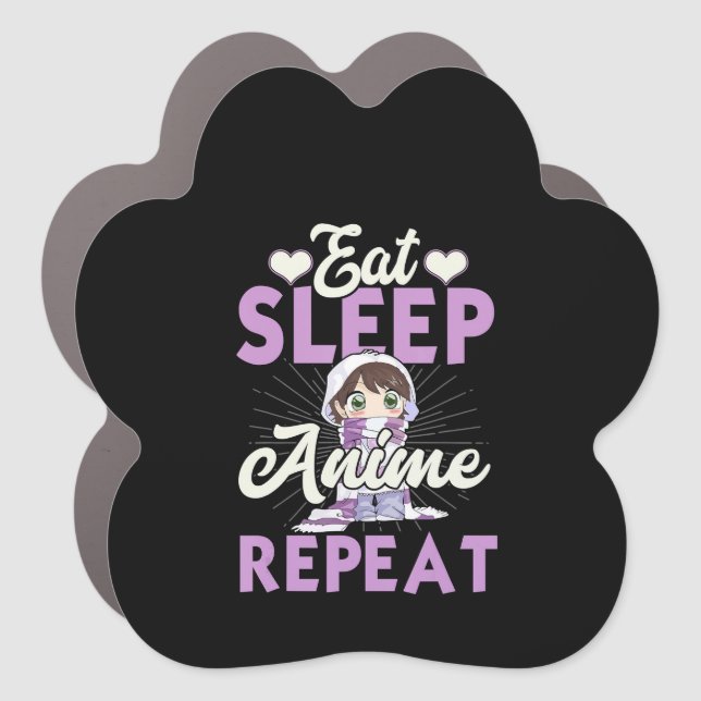 Eat Sleep Anime Repeat Gift Idea Cosplayer Car Magnet (Front)