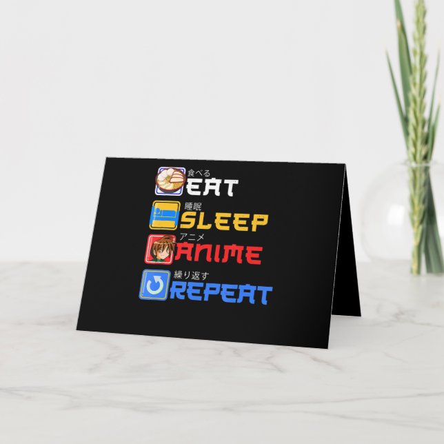 Eat Sleep Anime Repeat Gift Idea Cosplayer Card (Front)