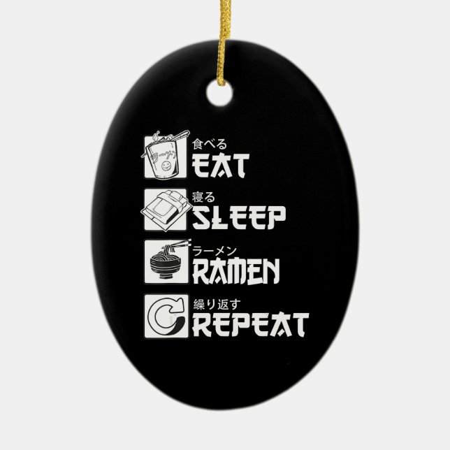 Eat Sleep Anime Repeat Gift Idea Cosplayer Ceramic Ornament (Front)