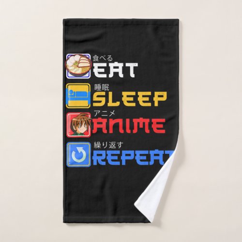 Eat Sleep Anime Repeat Gift Idea Cosplayer Hand Towel