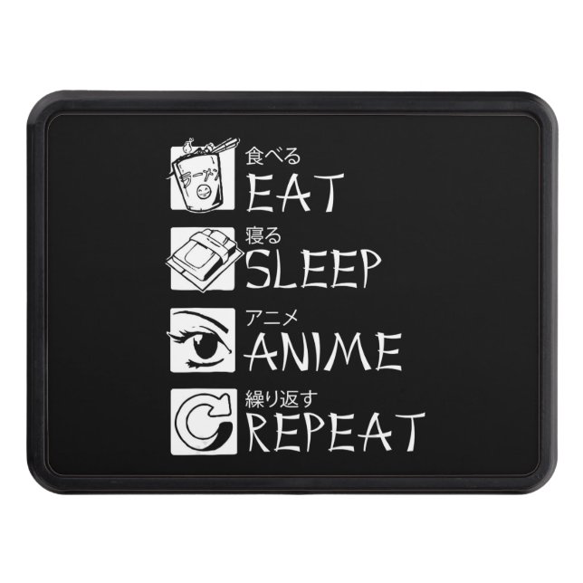 Eat Sleep Anime Repeat Gift Idea Cosplayer Hitch Cover (Front)