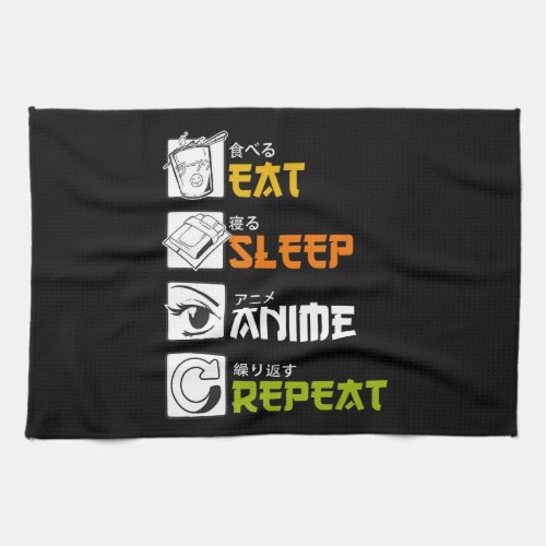 Eat Sleep Anime Repeat Gift Idea Cosplayer Kitchen Towel