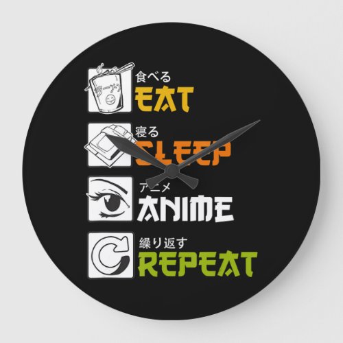 Eat Sleep Anime Repeat Gift Idea Cosplayer Large Clock