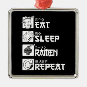 Eat Sleep Anime Repeat Gift Idea Cosplayer Metal Ornament