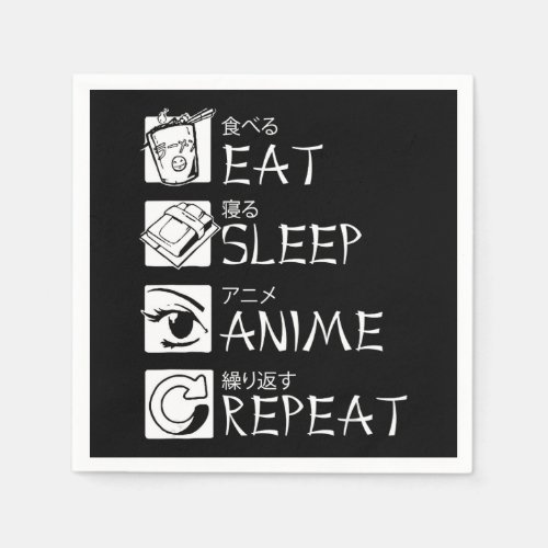 Eat Sleep Anime Repeat Gift Idea Cosplayer Napkins