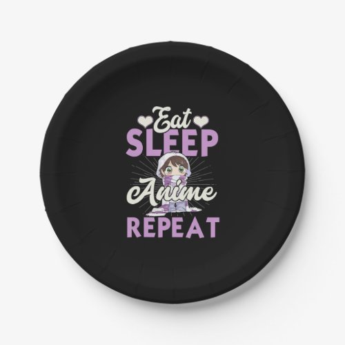 Eat Sleep Anime Repeat Gift Idea Cosplayer Paper Plates