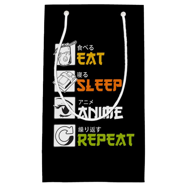 Eat Sleep Anime Repeat Gift Idea Cosplayer Small Gift Bag (Front)