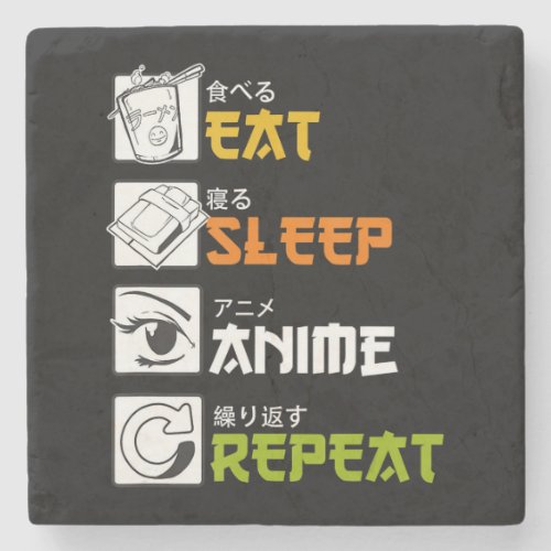 Eat Sleep Anime Repeat Gift Idea Cosplayer Stone Coaster